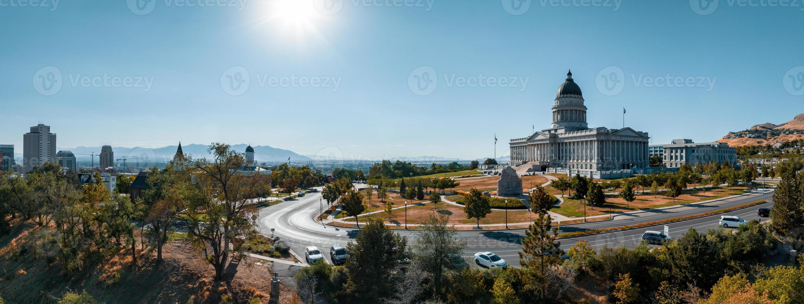 Aerial panoramic view of the Salt Lake City Capitol Building photo