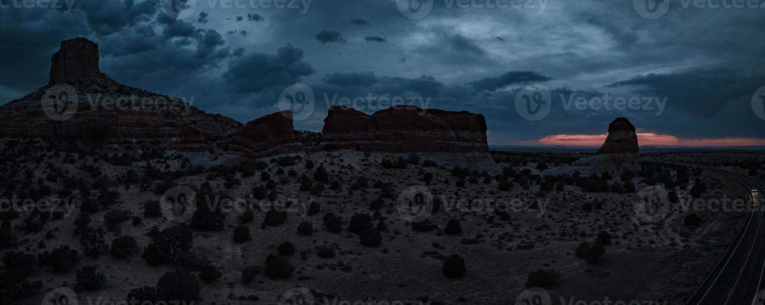 Endless desert view of Arizona, USA. Red rocks, no life for miles. photo