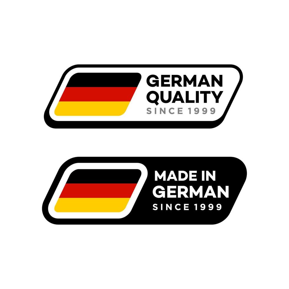 conjunto de etiquetas hechas en Alemania. icono de vector de etiqueta de marca de calidad alemana. perfecto para el diseño de logotipos, etiquetas, insignias, adhesivos, emblemas, paquetes de productos.