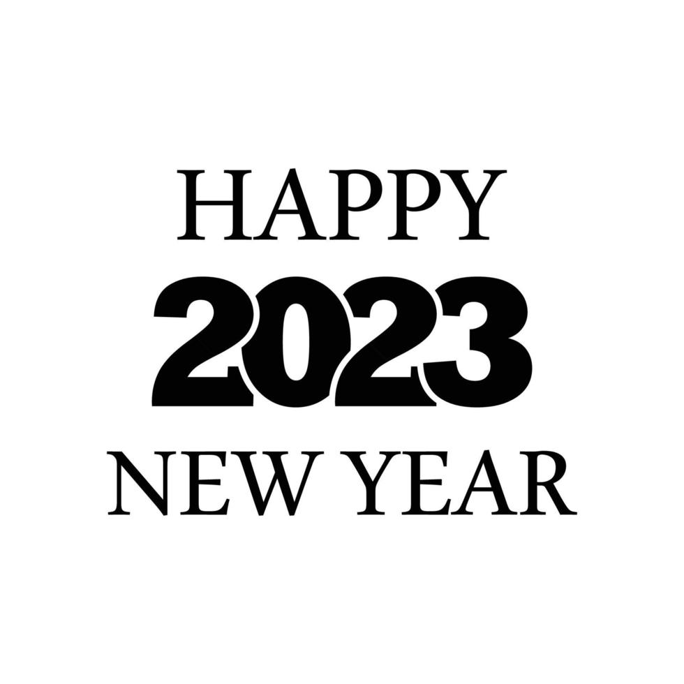 diseño de texto de logo de feliz año nuevo. plantilla de diseño de número 2023 vector