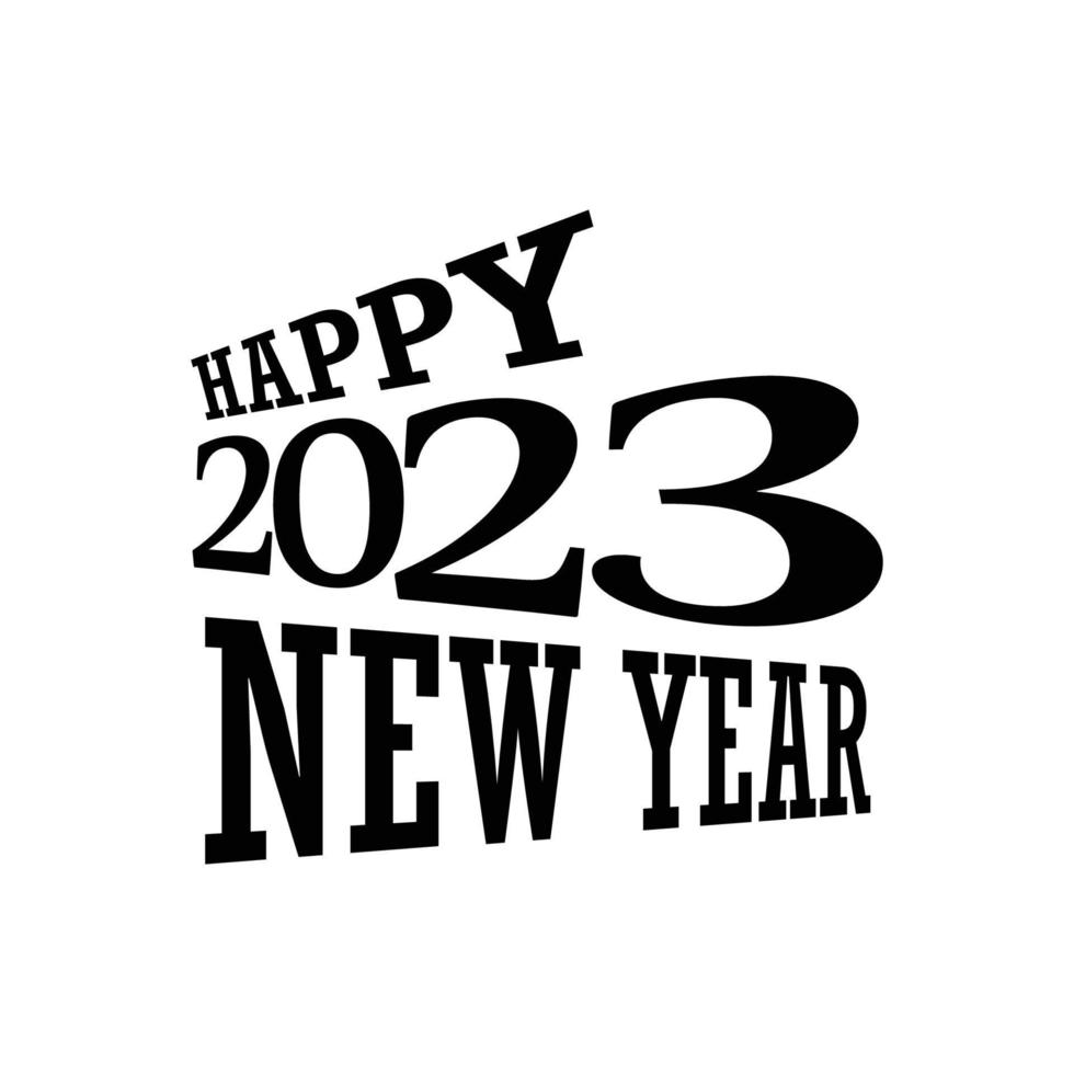 diseño de texto de logo de feliz año nuevo. plantilla de diseño de número 2023 vector