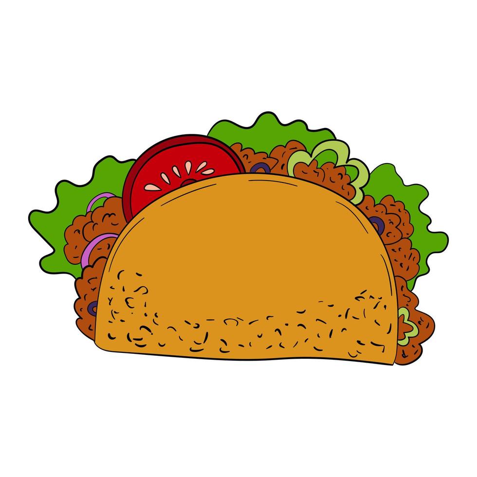 tacos stuffed with falafel and vegetables. Vegetarian dish, Mexican cuisine. vector