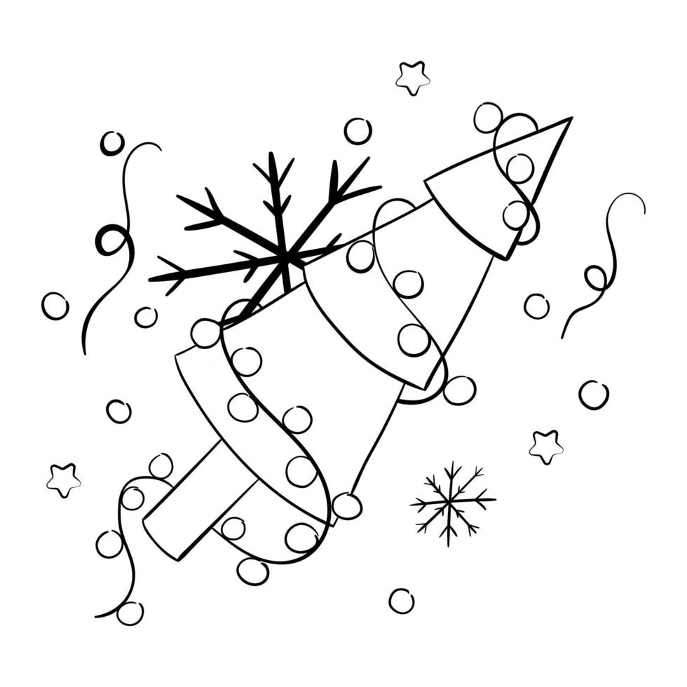 Cartoon Christmas tree for coloring books. Linear design for children's coloring books. vector