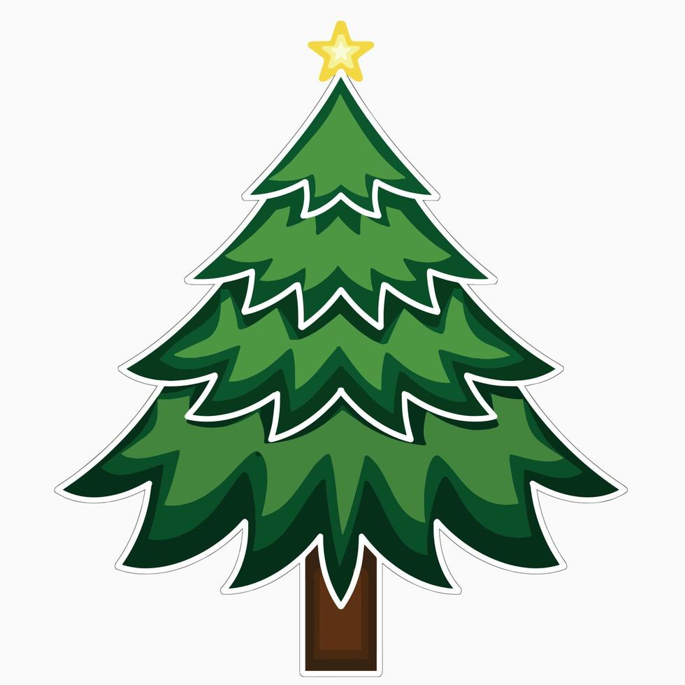 Christmas tree with yellow star. vector