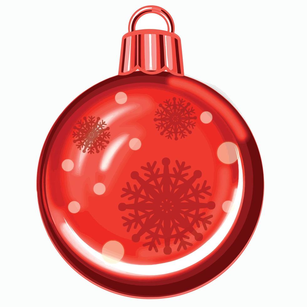 Red Christmas ball with snowflakes. vector