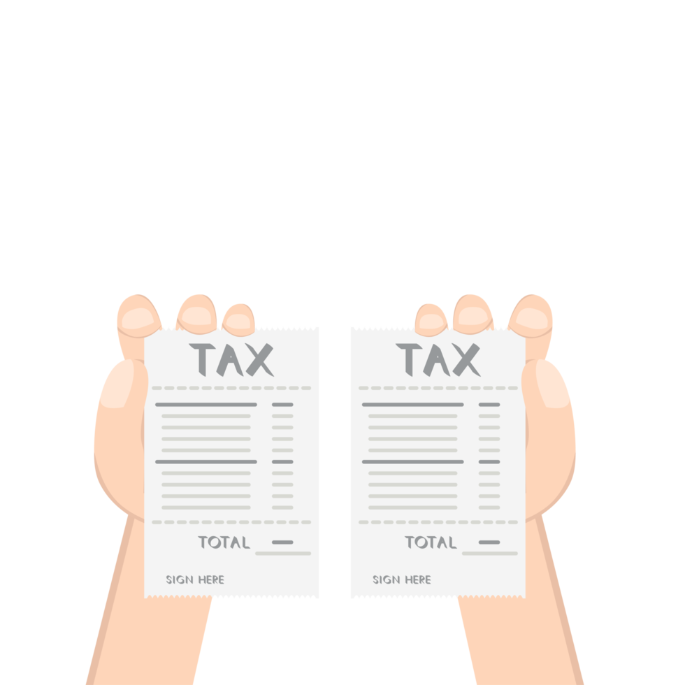 hand holding compare two tax paper png