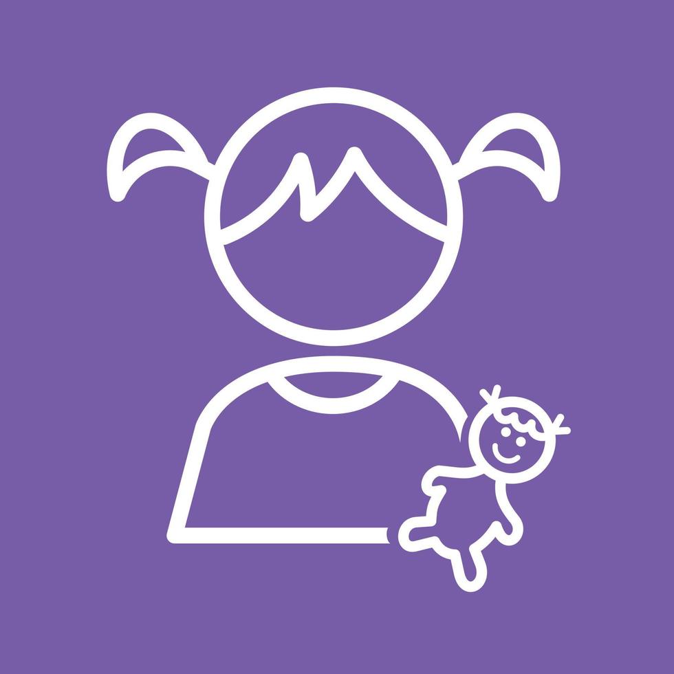 Playing with Doll Line Color Background Icon vector