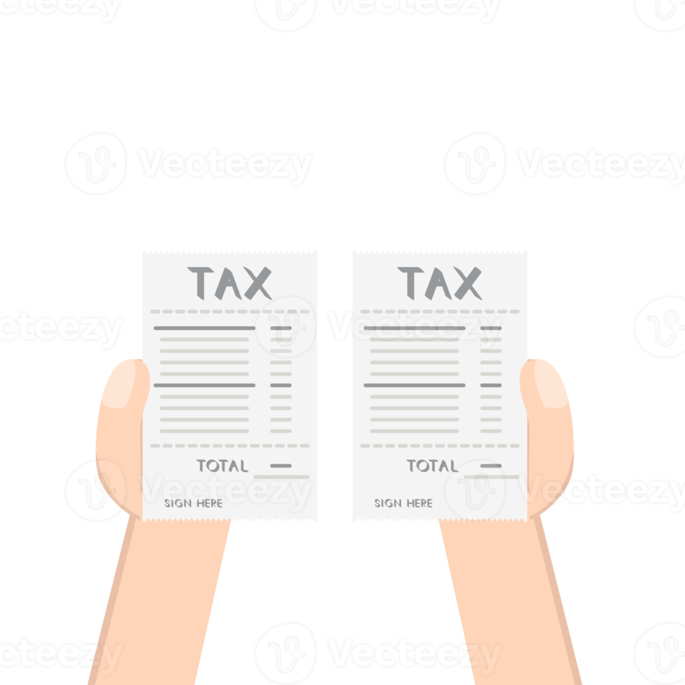 hand holding compare two tax paper png