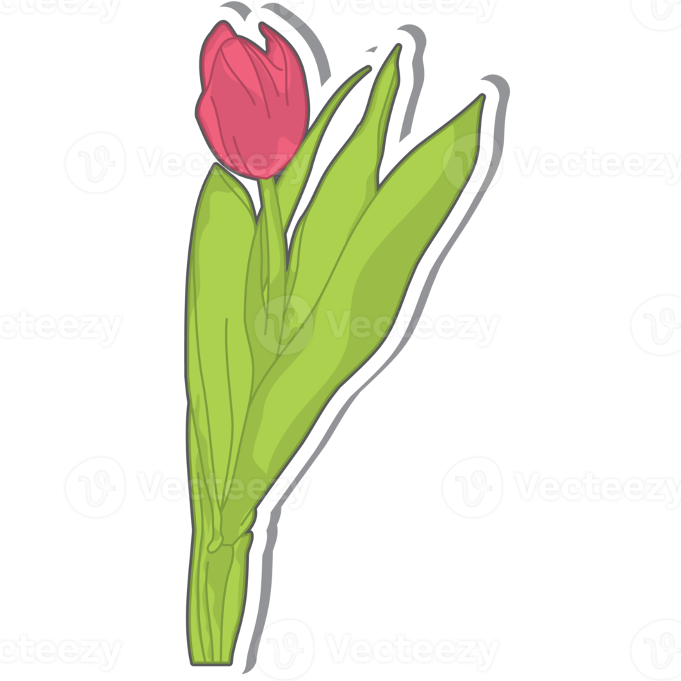 Aesthetic Cute Sticker Red Tulip Flowers Bullet Journal png