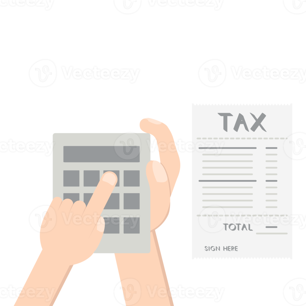 hand pressing calc counting tax paper png