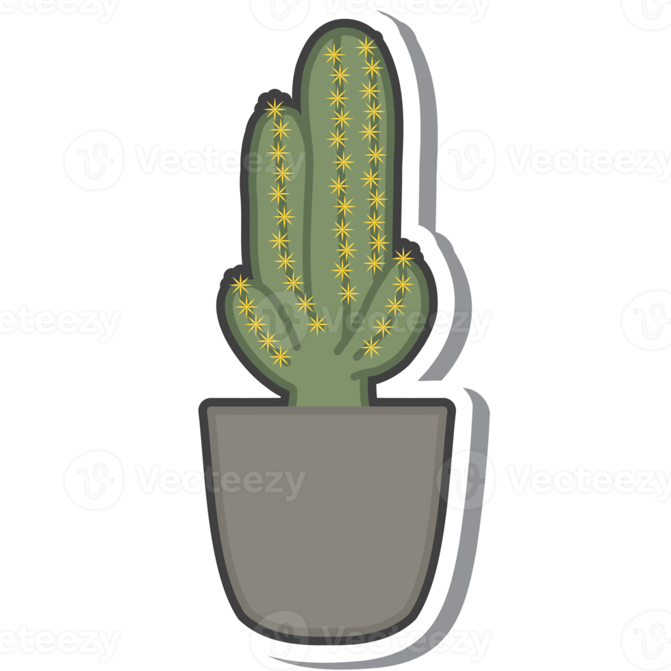 Aesthetic Cute Sticker Vintage Cactus Plants In Vase Bullet Journal png