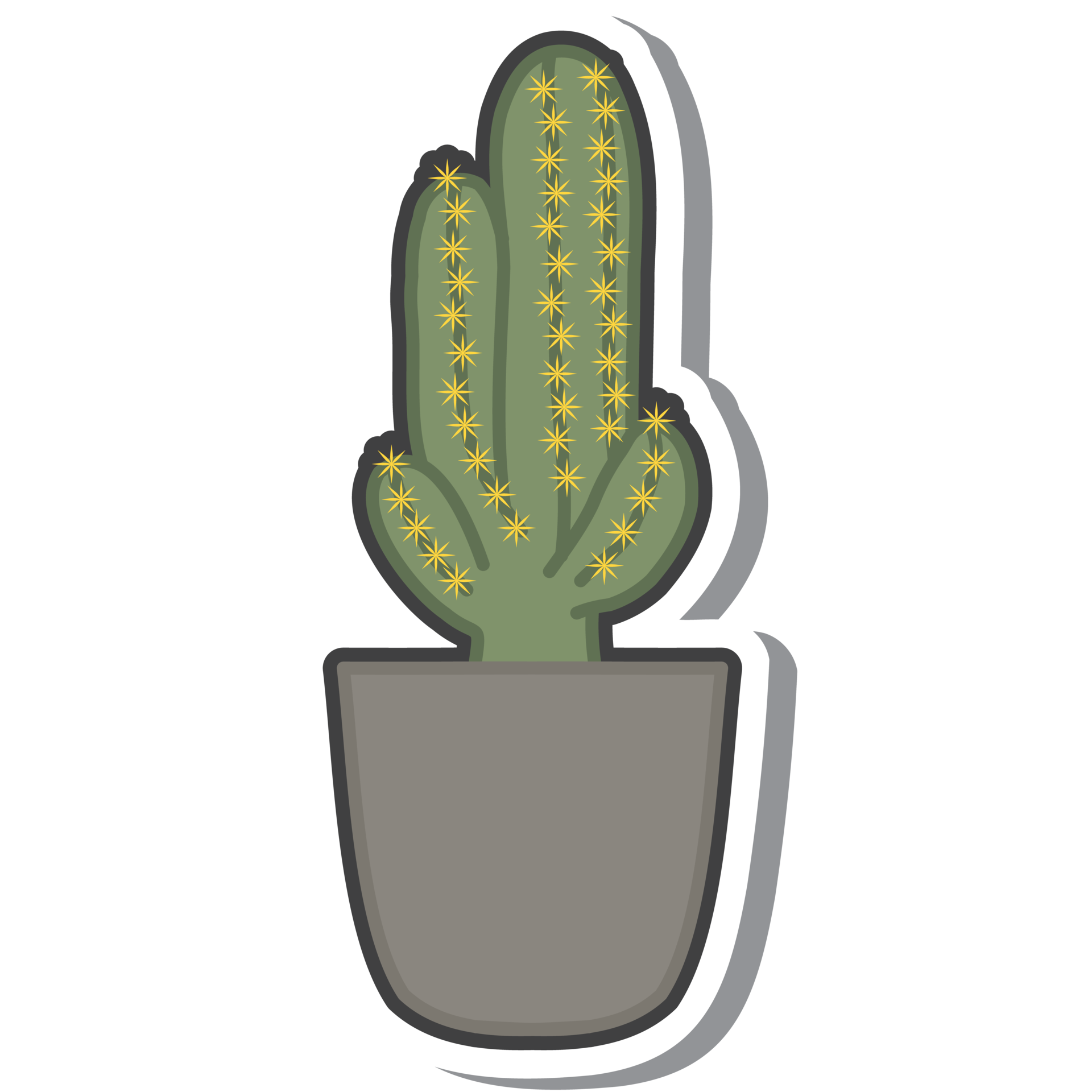 Aesthetic Cute Sticker Vintage Cactus Plants In Vase Bullet ...