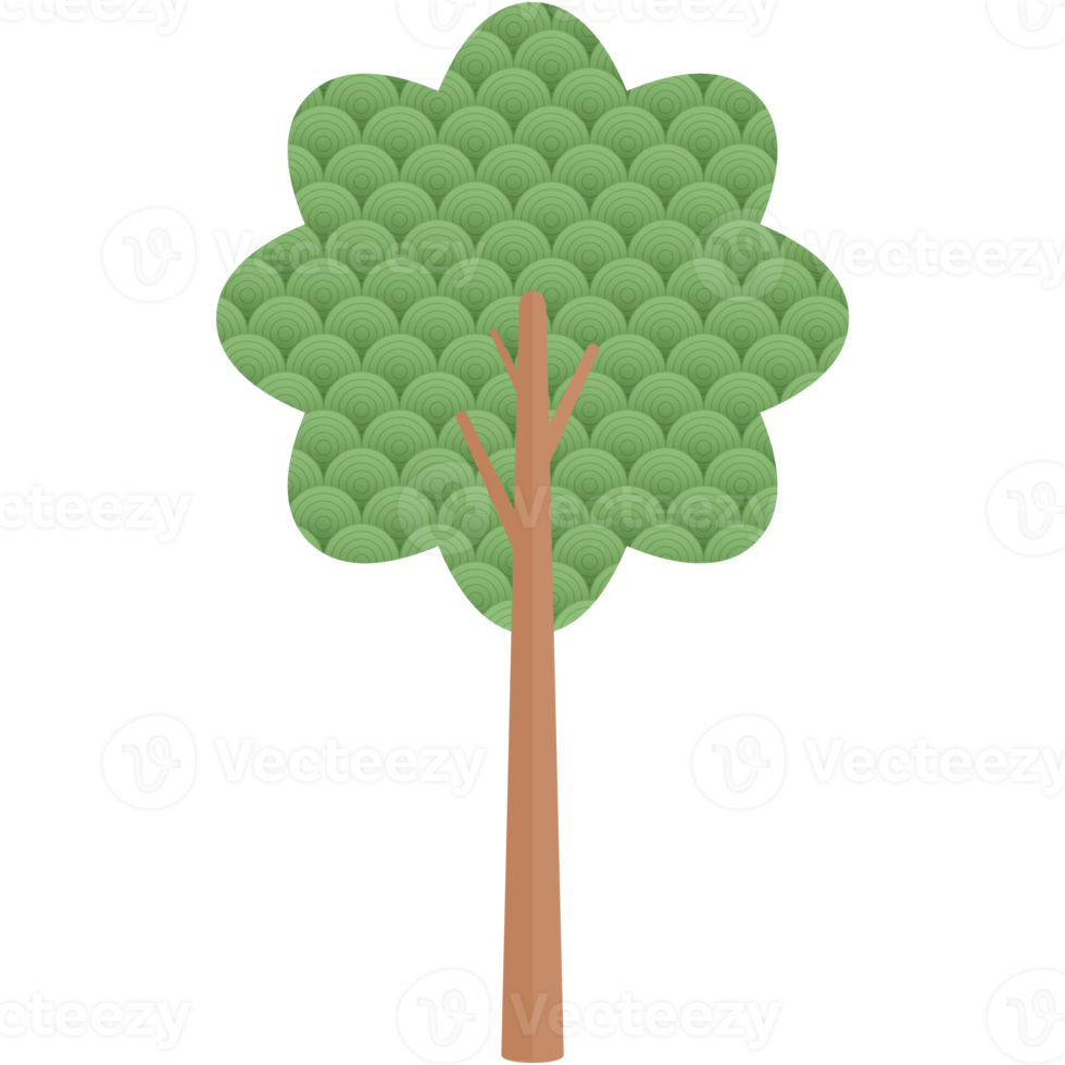 Flat Circle Themed Tree Nature Aesthetic Collection Set png