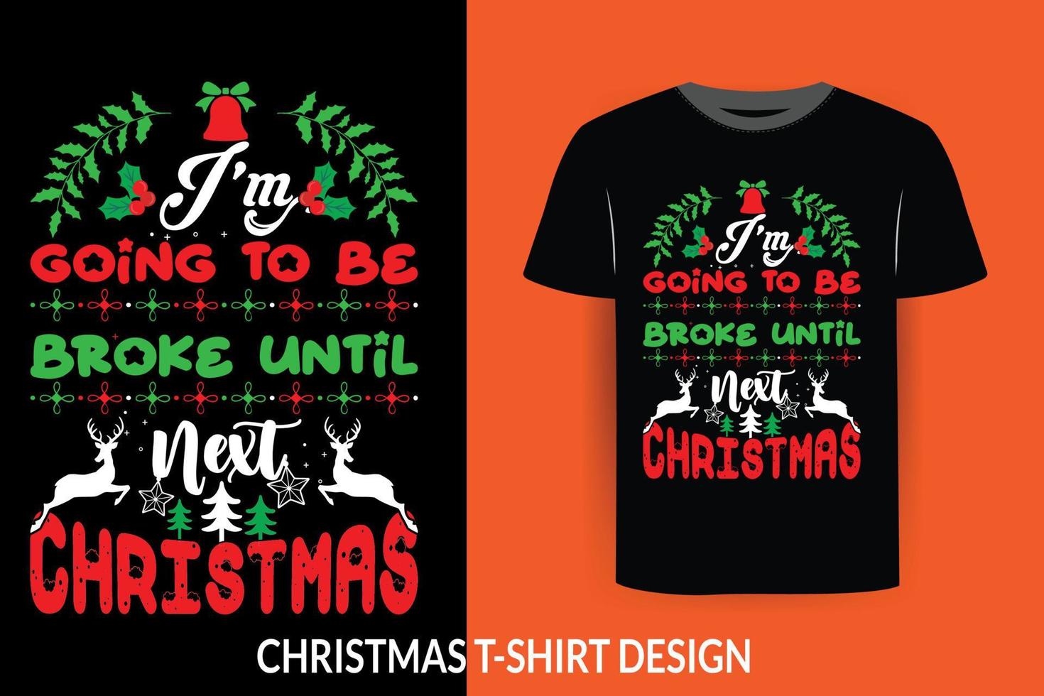 diseño de camiseta listo para imprimir de navidad vector