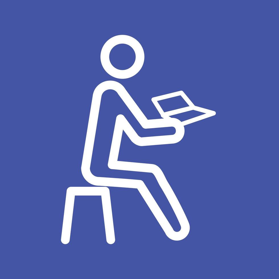 Man Reading Storybook Line Color Background Icon vector