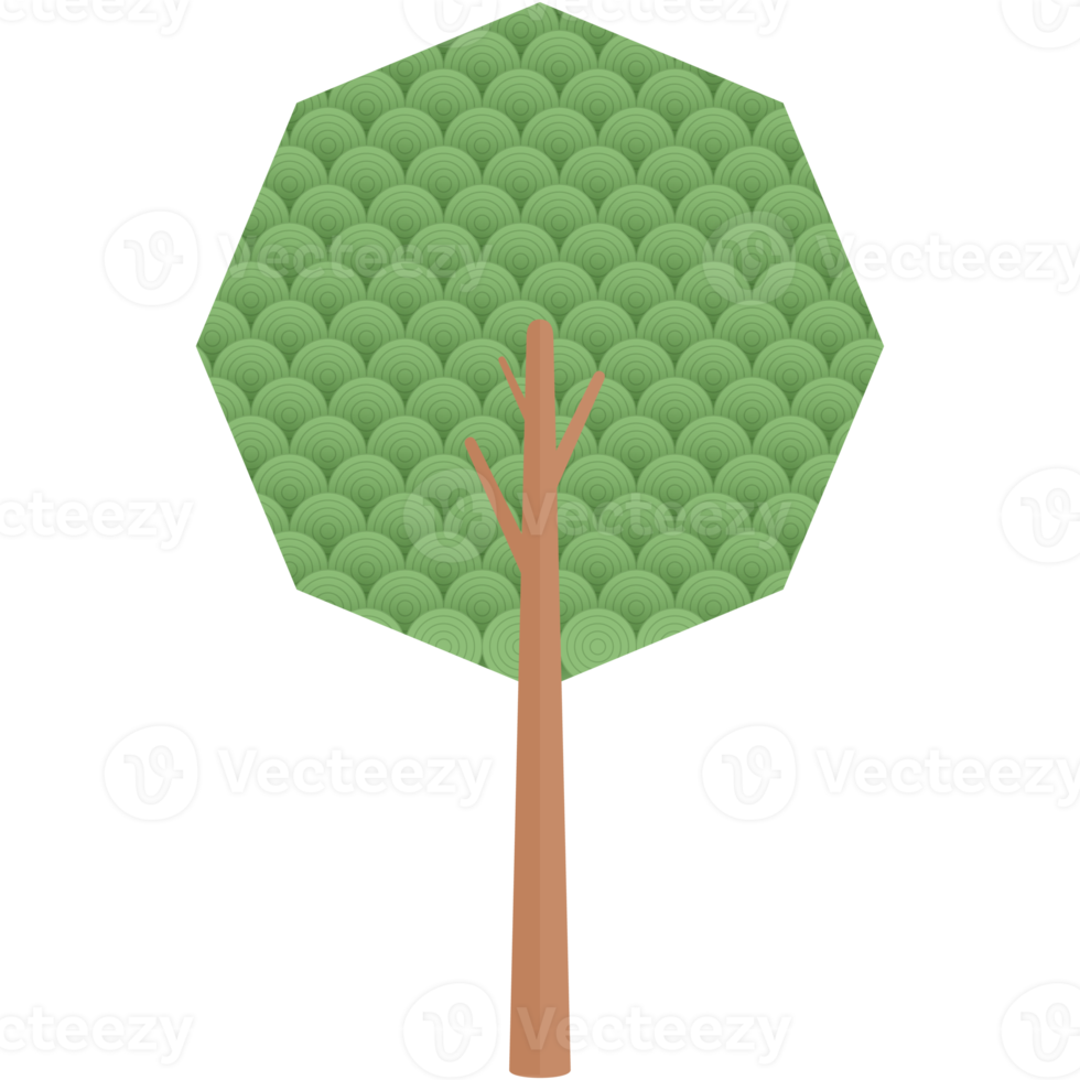 Flat Circle Themed Tree Nature Aesthetic Collection Set png