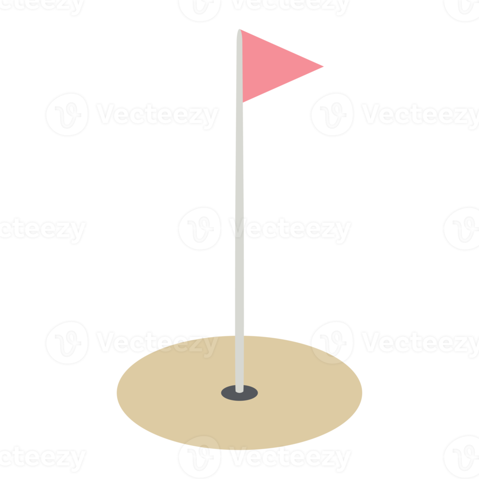 isometrischer fahnenmast, der das sandige golfloch markiert universelles landschaftssammlungsset 3d png