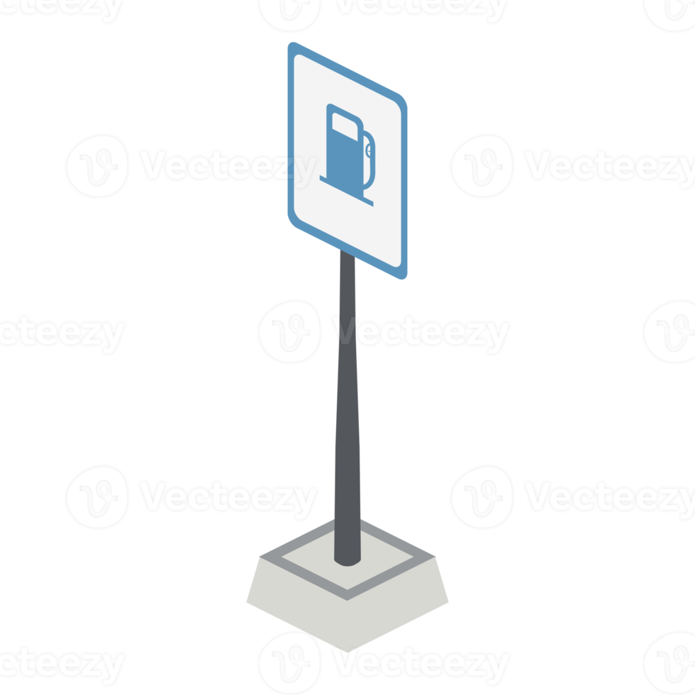 isometric petrol refueling pump traffic sign 3d universal scenery collection set png