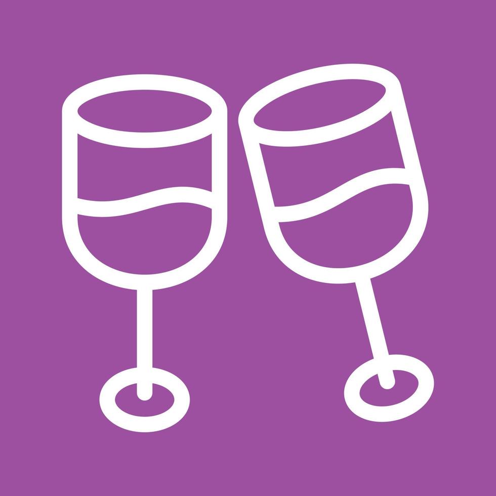 Champagne in Glass Line Color Background Icon vector