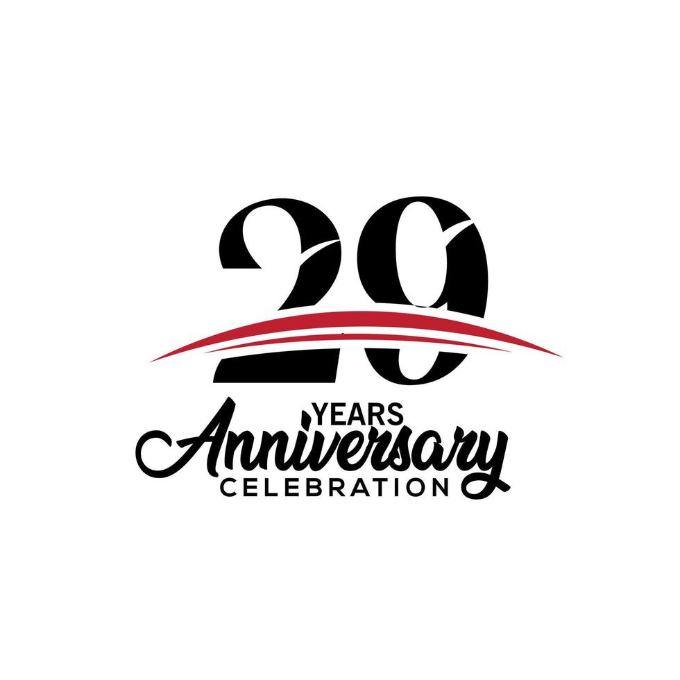 Plantilla de diseño de celebración del 29 aniversario para folleto con color rojo y negro, folleto, revista, cartel de folleto, web, invitación o tarjeta de felicitación. ilustración vectorial vector