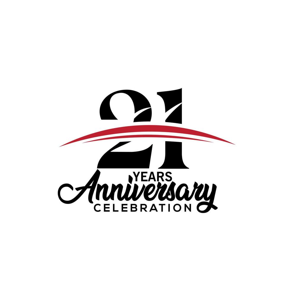 21st anniversary celebration design template for booklet with red and black colour , leaflet, magazine, brochure poster, web, invitation or greeting card. Vector illustration.