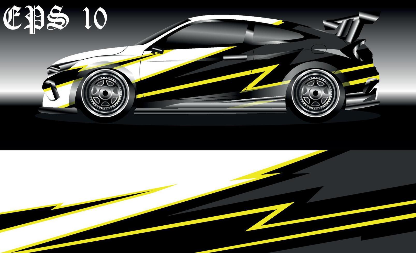 vector de diseño de envoltura de coche de carreras. diseños de kits de fondo de carreras de franjas abstractas gráficas para envolver vehículos, autos de carrera, rally, aventura y librea