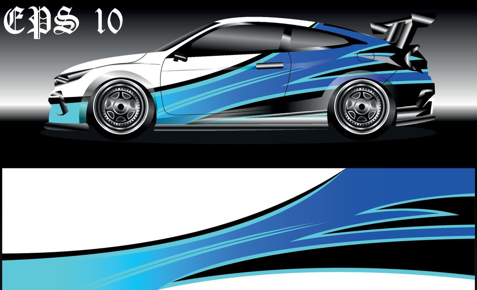 vector de diseño de envoltura de coche de carreras. diseños de kits de fondo de carreras de franjas abstractas gráficas para envolver vehículos, autos de carrera, rally, aventura y librea