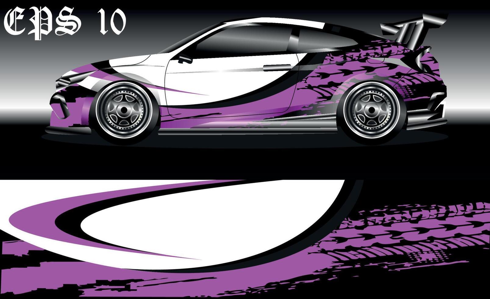 vector de diseño de envoltura de coche de carreras. diseños de kits de fondo de carreras de franjas abstractas gráficas para envolver vehículos, autos de carrera, rally, aventura y librea