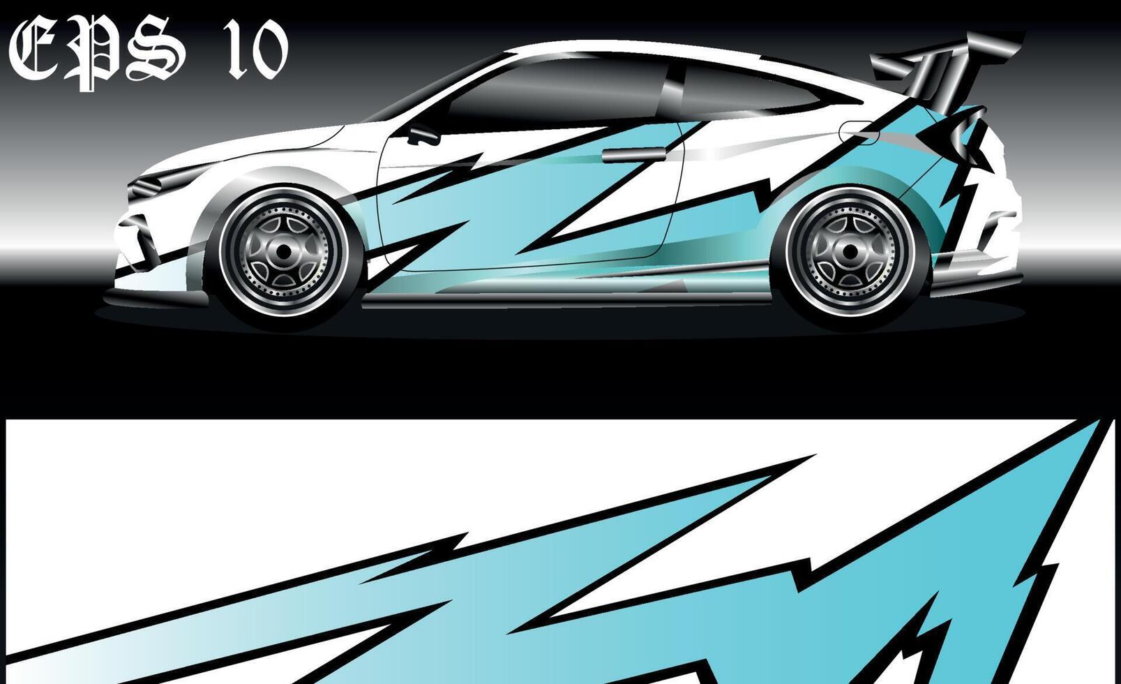 Racing car wrap design vector. Graphic abstract stripe racing background kit designs for wrap vehicle, race car, rally, adventure and livery vector