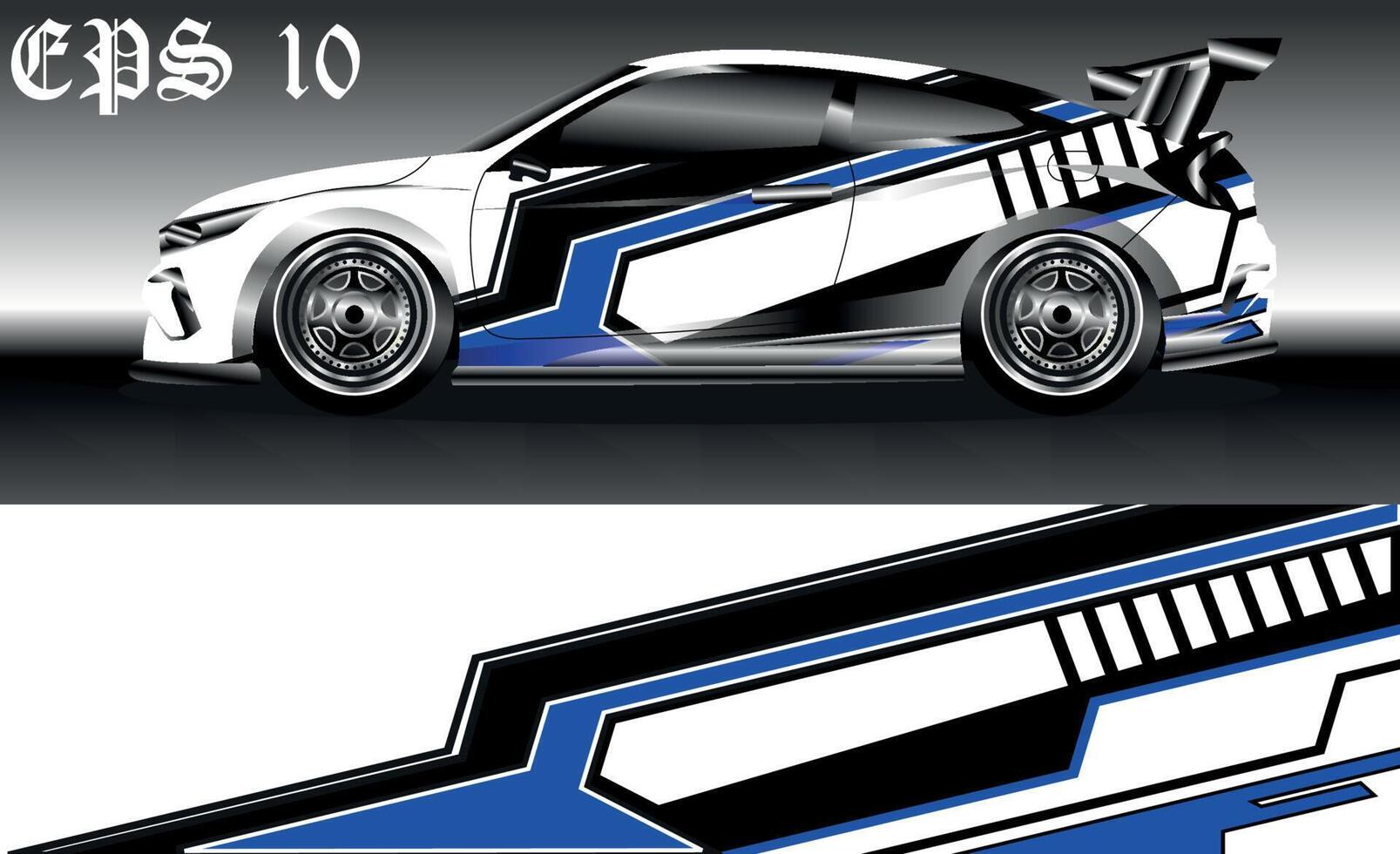 vector de diseño de envoltura de coche, calcomanía de camión y furgoneta de carga. Diseños de fondo de carreras de rayas abstractas gráficas para vehículos, rallyes, carreras, vehículos todoterreno, aventuras y vehículos de librea.