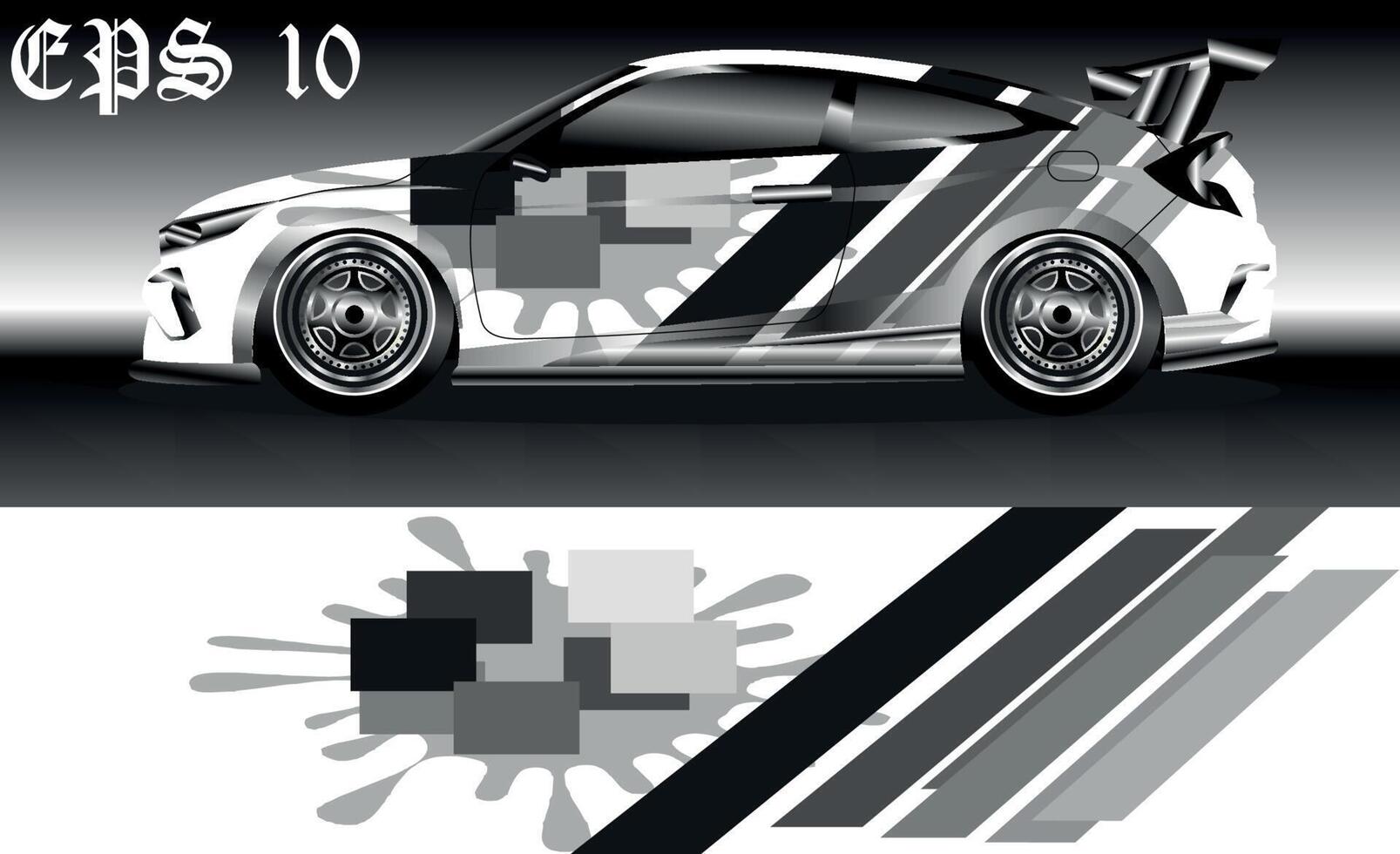 vector de diseño de envoltura de coche, calcomanía de camión y furgoneta de carga. Diseños de fondo de carreras de rayas abstractas gráficas para vehículos, rallyes, carreras, vehículos todoterreno, aventuras y vehículos de librea.