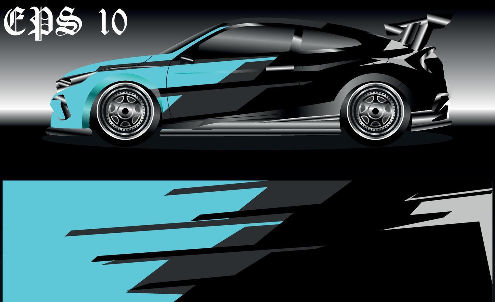 vector de diseño de envoltura de coche de carreras. diseños de kits de fondo de carreras de franjas abstractas gráficas para envolver vehículos, autos de carrera, rally, aventura y librea