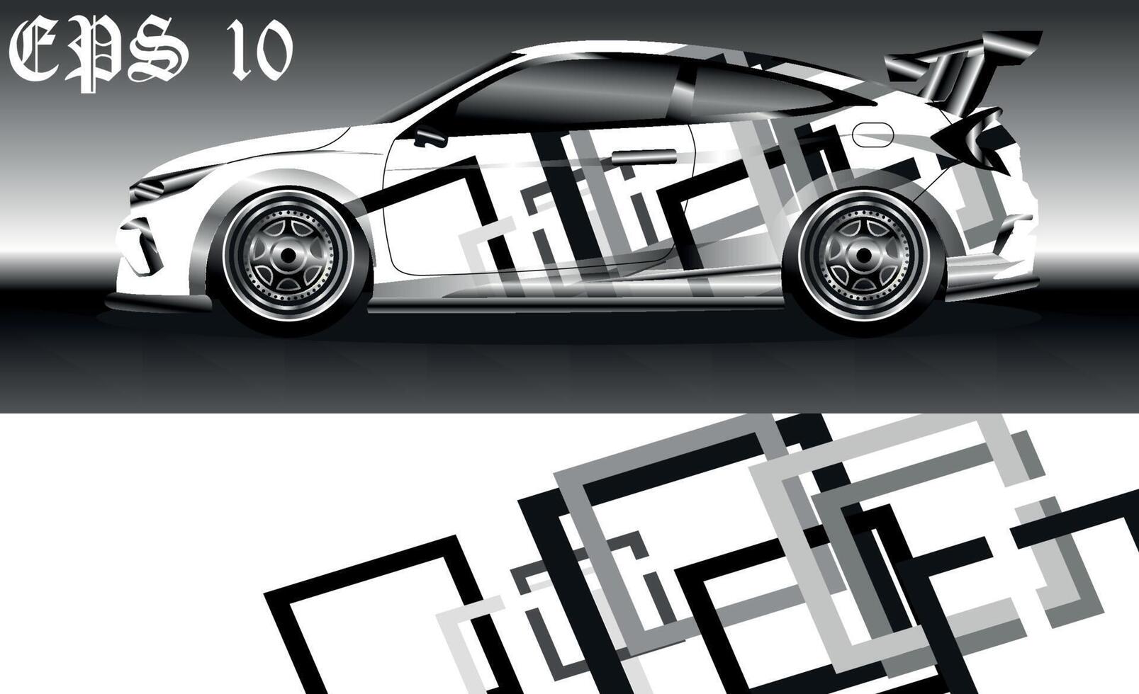 vector de diseño de envoltura de coche, calcomanía de camión y furgoneta de carga. Diseños de fondo de carreras de rayas abstractas gráficas para vehículos, rallyes, carreras, vehículos todoterreno, aventuras y vehículos de librea.