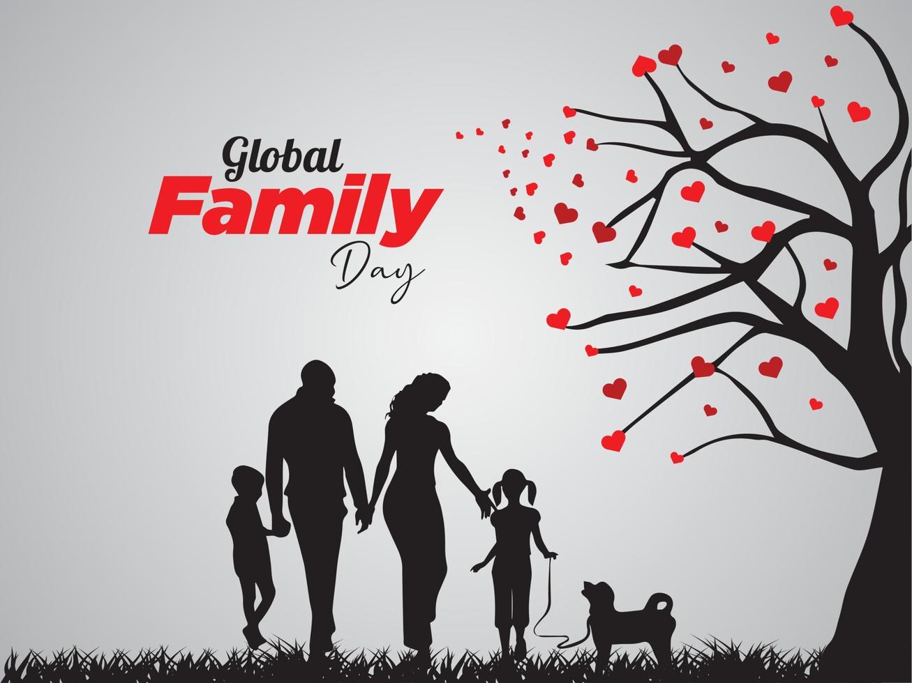 Global Family day- covid-19 family stay on home. stay with family stay safe. Vector illustration.