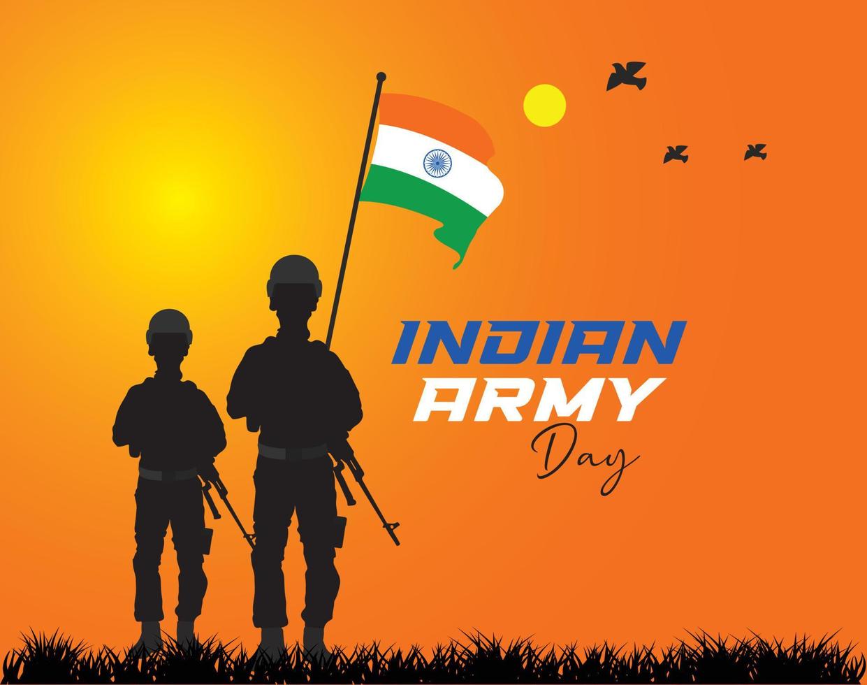 Indian Army Day. January 15th. Indian defense day Celebration concept. Template for background, banner, card, poster. vector illustration.