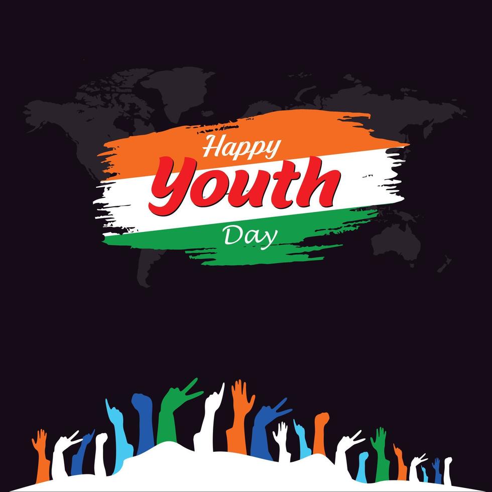 National Youth Day of India, Template for background, banner, card, poster with text inscription. Vector illustration.