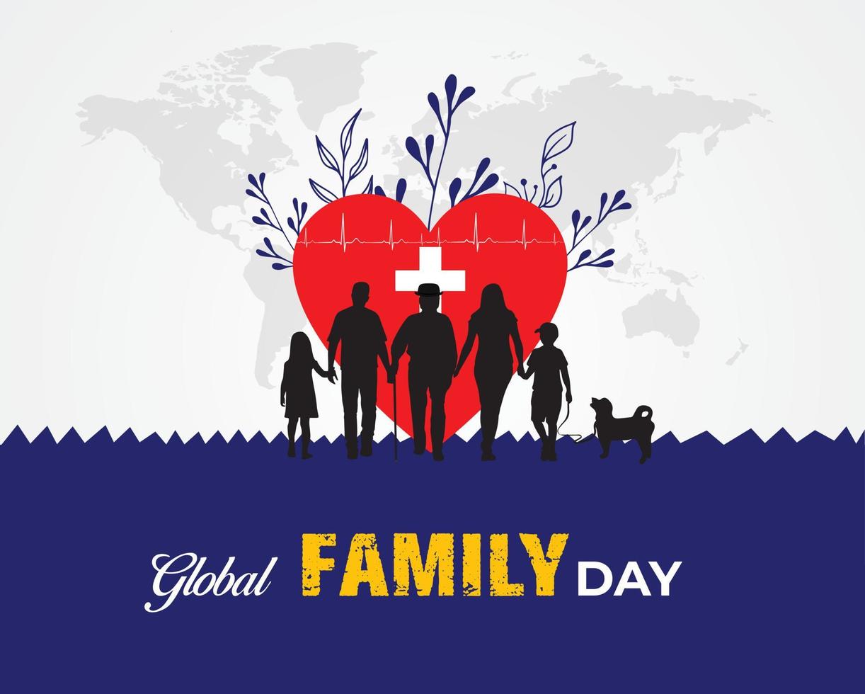 Global Family day- covid-19 family stay on home. stay with family stay safe. Vector illustration.