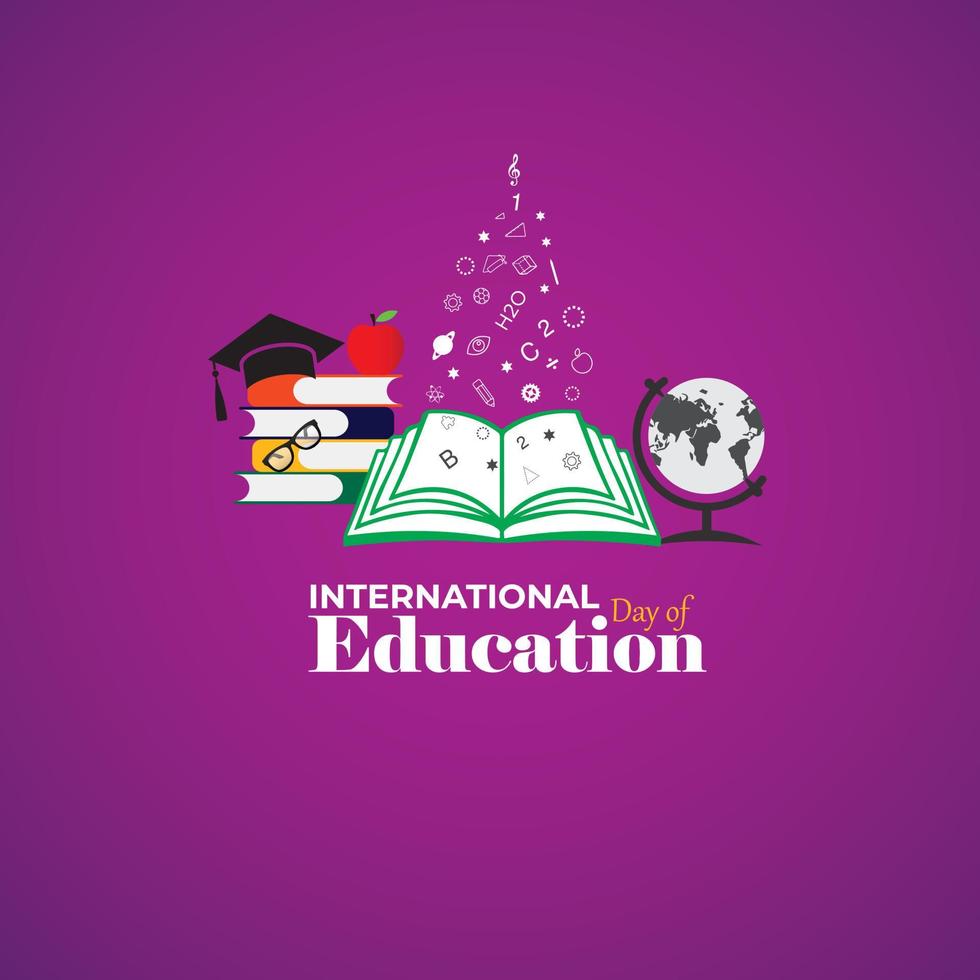 International Education Day, 24 January. Reading imagination concept for education holiday. vector Illustration.