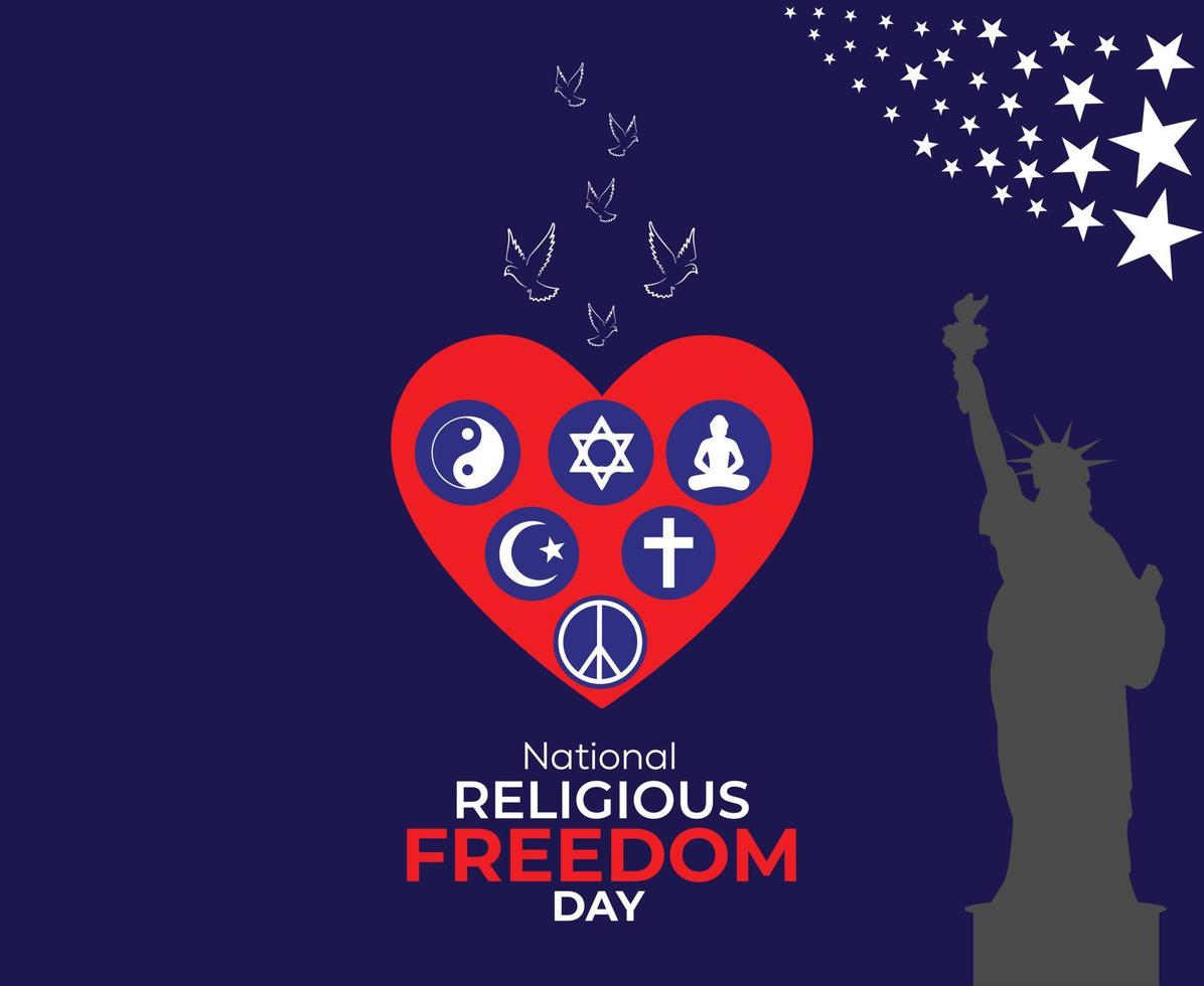 National Religious Freedom Day. January 16. Holiday concept. Template for background, banner, card, poster with text inscription. Vector illustration.