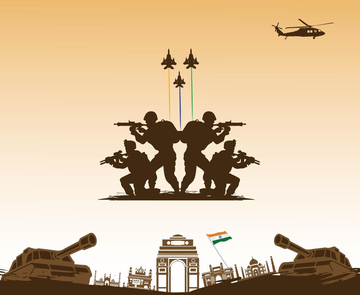 día del ejército indio. 15 de enero concepto de celebración del día de la defensa india. plantilla para fondo, pancarta, tarjeta, póster. ilustración vectorial vector