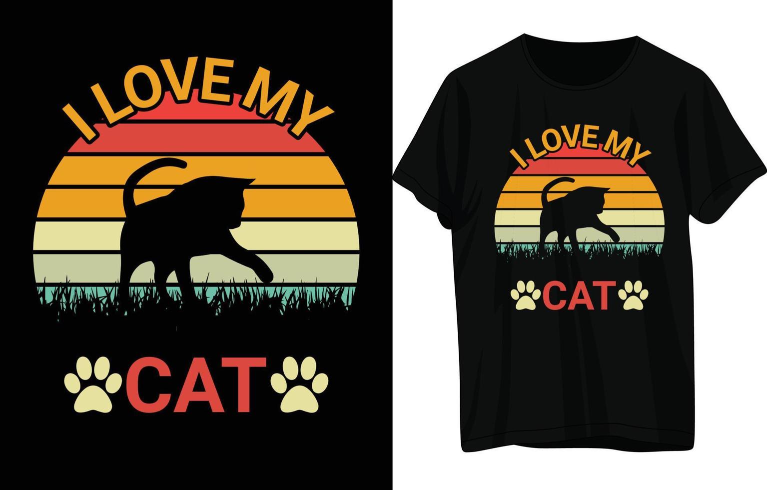 Cat T-Shirt Design . vector