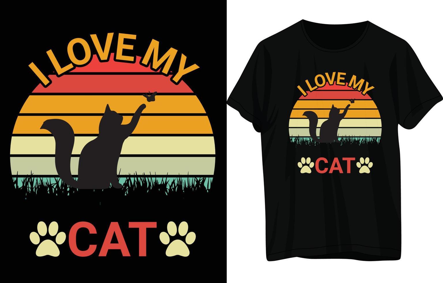 Cat T-Shirt Design . vector