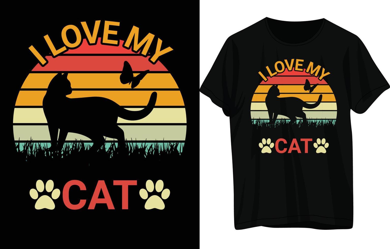 Cat T-Shirt Design . vector