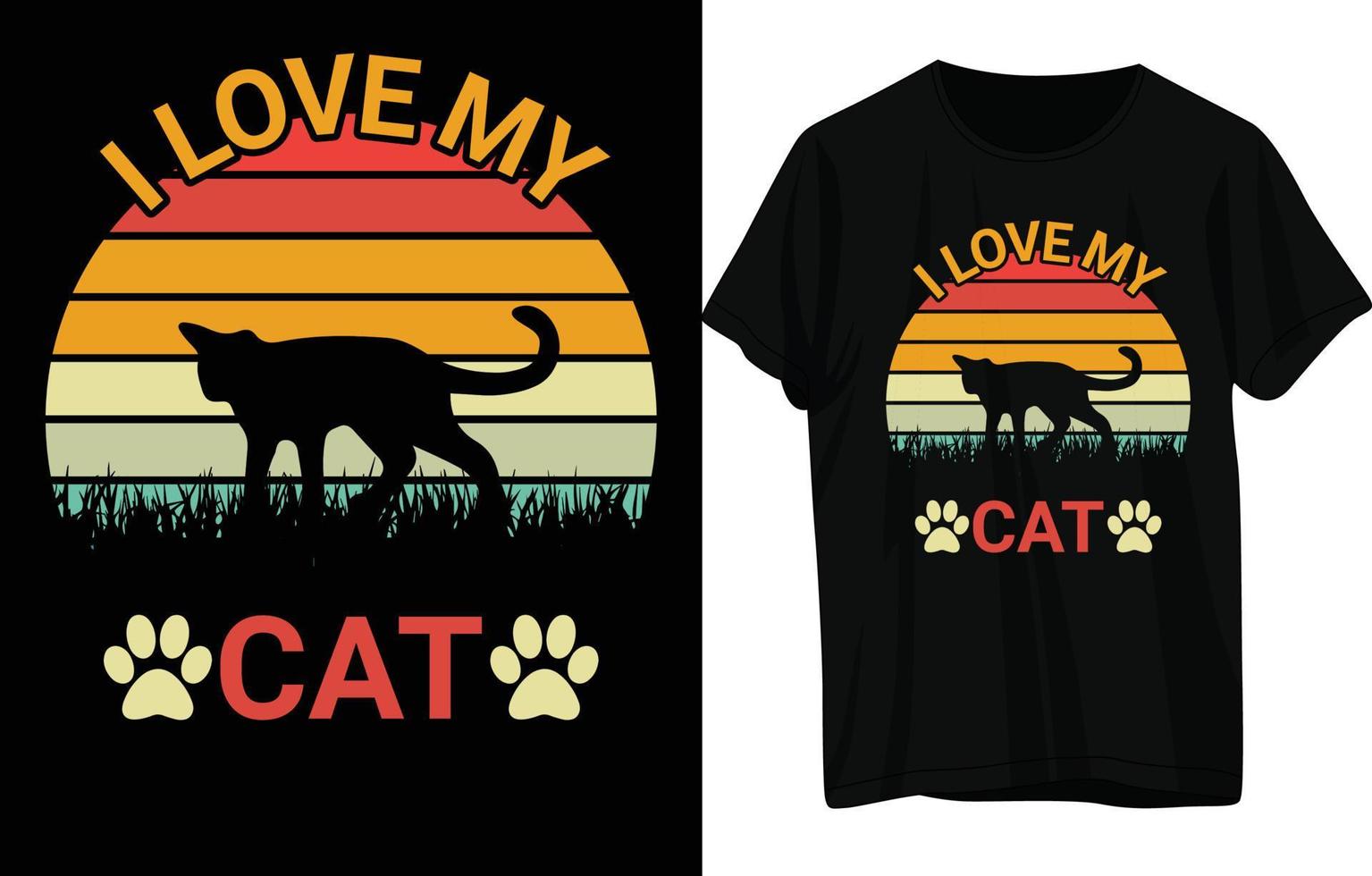 Cat T-Shirt Design . vector