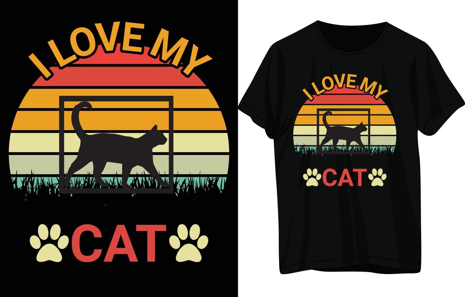Cat T-Shirt Design . vector