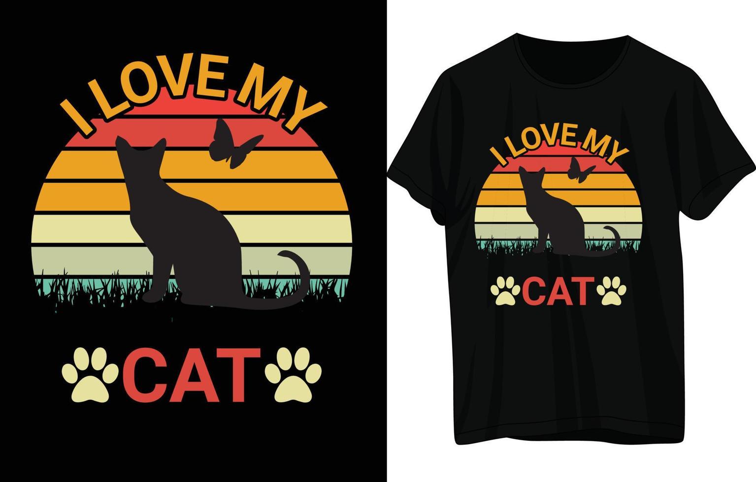 Cat T-Shirt Design . vector