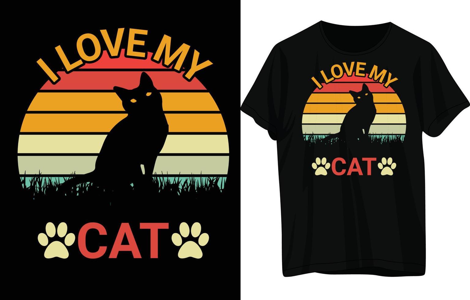 Cat T-Shirt Design . vector