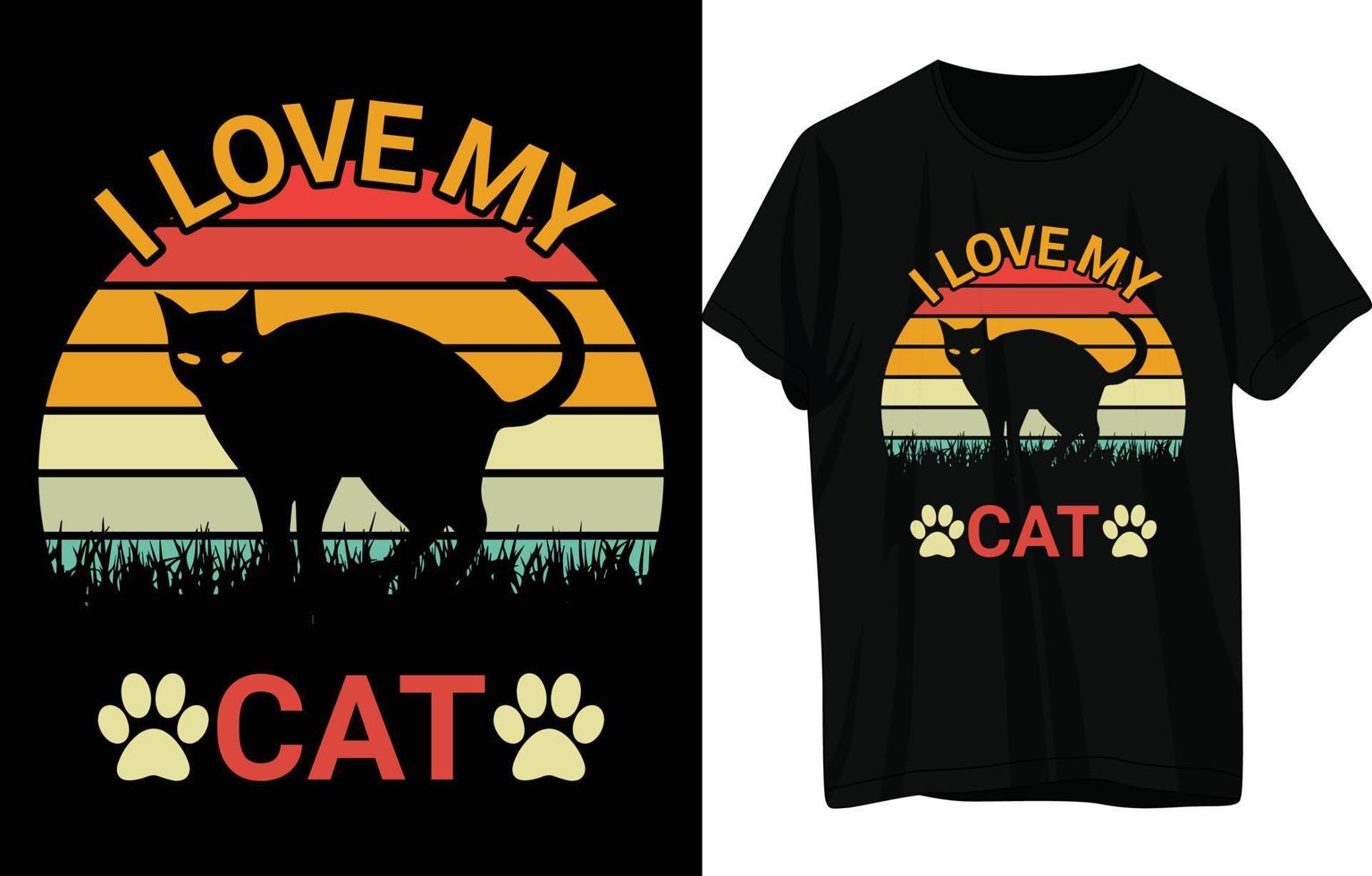 Cat T-Shirt Design . vector