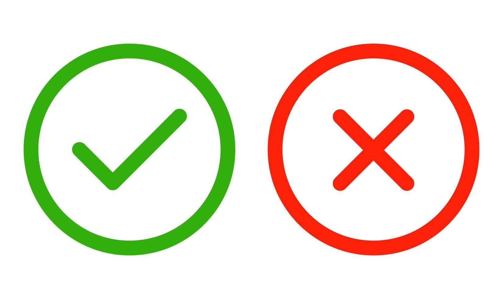 Tick and cross checkmark line icon vector