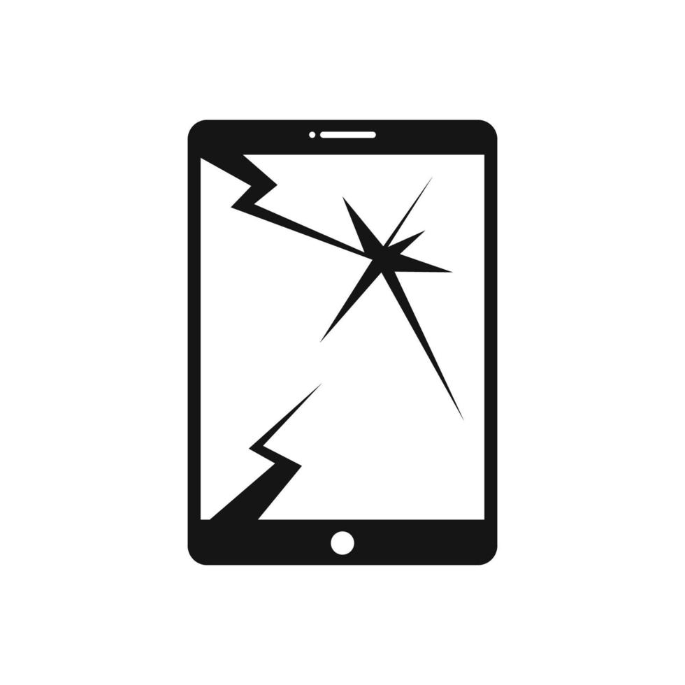 Tablet broken screen icon vector